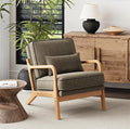 Accent Chair with Solid Wood Frame Mid-Century Relaxing Armchair Lumbar Pillow&amp Soft Cushion Reading Leisure Chair for Living Room Bedroom Waiting Room-Green