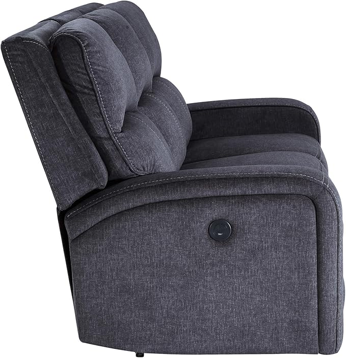 Steve Silver Furniture Lovell Upholstered Power Reclining Sofa Zero Wallhugger w/USB-Charging Port Charcoal Plush and Space-Saving Design Living Room Home Theater 42 D x 87 W x 42 H Grey