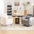 Modern 360°Swivel Accent Chair Set of 2 with Adjustable Headrest Round Swivel Barrel Chairs with Lumbar Pillow Vanity Chair for Makeup Comfy Living Room Armchair for Living Room Bedroom Beige