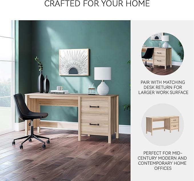 Signature Design by Ashley Battelle Casual 60 Home Office Desk with 1 Drawer and Cabinet Door Light Brown