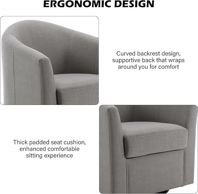 Swivel Accent Chair Armchair Modern Round Single Sofa Seating Comfy Reading Barrel Chairs for Living Room Bedroom (Coffee Set of 2)