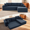 KBQ Modular Sectional Couch in a Box 103 L Shaped Boneless Cloud Couch with Deep Seat Convertible Sofa Bed for Living Room Apartments No Assembly Required Navy Blue Right Facing Chaise
