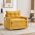 360° Swivel Accent Chair36.22” Swivel ArmchairSquare Accent Barrel Chair with Side Pockets - Upholstered Comfy Single Sofa Chair for Living Room Bedroom Reading Nook (Mustard Yellow)