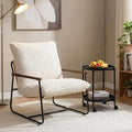 HOMPUS Modern Accent Chair 29'' Comfy Living Room Chair with Sturdy Metal Frame &amp Foam Cushion Soft Upholstered Armchair Small Sling Accent Chair for Bedroom Lounge Reading Room Off-White