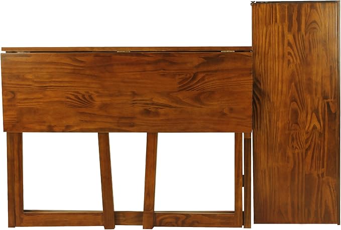 Folding Desk with Pull-Out &amp USB Port-Warm Brown