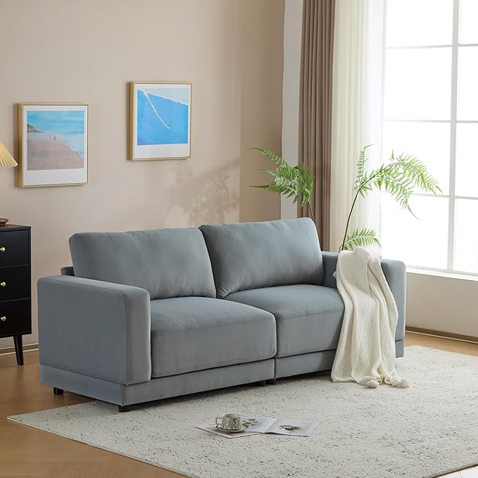 Merax 81'' Modern 2 Seater Arm Sofa with Soft Fabric UpholsteryLoveseat for Small Spaces Durable Frame Easy Assembly Couches for Apartments &amp Living RoomsGray