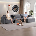 124 Modular L-Shaped Sectional Sofa with Storage Console Movable Ottoman &amp USB/Wireless Charging - 33 Wide Seats 12 Thick Cushions 4-Piece Chenille Couch for Living Room &amp Apartments (Gr