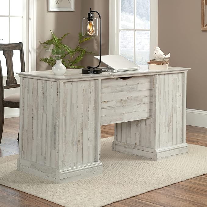 Sauder Barrister Lane Executive Desk White Plank Finish