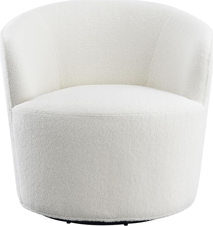 Coaster Home Furnishings - Joyce - Upholstered Barrel Back Swivel Chair with 360-Degree Seating and Padded Seat - Living Room - White - 905633
