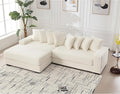 111 Inch Corduroy Sectional Couches for Living Room | L-Shaped Sectional Couch with 8 Pillows | Cloud Couch with Deep Seat | Solid Wood Frame Sofa Beige (Left Facing Chaise)