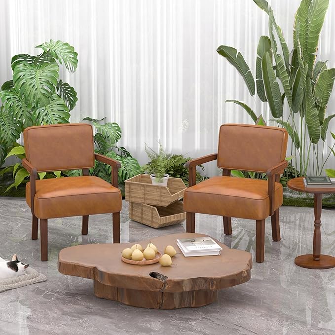 Accent Chair PU Leather Living Room Chairs Oversize with Soft Seat and Armrests for Living Room Dinning Room Bedroom Reading Room Waiting Room