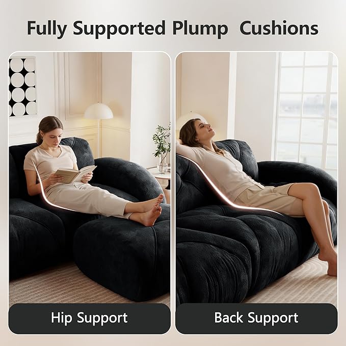 110-Inch Cloud Sectional Couches L-Shaped 4 Seat Boneless Modular Sofa with Ottoman Velvet Tufted Upholstered Boneless Couch Floor Full Foam Sofas for Living Room