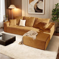 106'' Cloud Sectional Couch with L-Shape Chaise Boneless Modular Sofa with Deep Seat Modern Corduroy Couch for Living Room No Assembly Required. (Yellow Right-Facing Chaise)