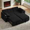 70 Queen Size Sofa Bed for Living Room – Pull-Out Sleeper Sofa Couch with Cup Holder Phone Holder USB Charging Port Solid Wood Frame Easy Assembly Space-Saving Design for Small Apartments