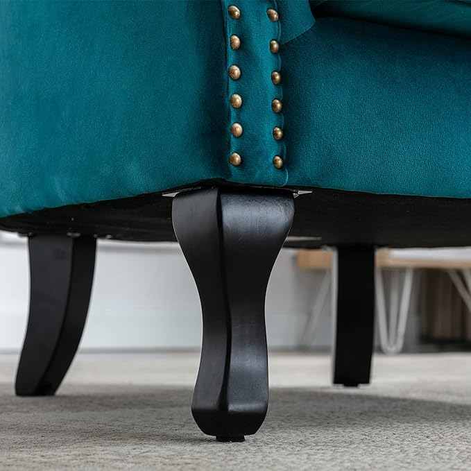 chairus Mid-Century Modern Accent Chairs Set of 2 Comfy Sofa Chairs Channel Back Armchairs with Small Pillow for Living Roon Bedroom Club - Velvet Teal