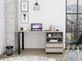 Home Office Desk Modern Writing Desk with File Drawer Two Drawers Two Shelves -Light Gray