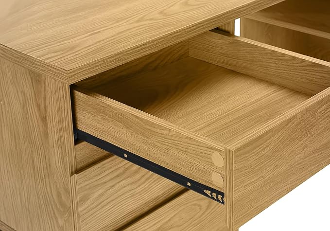 Monarch Specialties 7491 Computer Desk Home Office Corner Storage Drawers 60 Shape Work Laptop Metal Laminate Brown Black Contemporary Modern Desk-60 L Light Oak 60 L x 60 W x 31 H