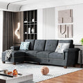 Shintenchi Sectional Couch Convertible L Shaped Couch with Storage Modular Sectional Sofa with Storage Ottoman for Living Room Apartment Office Dark Gray