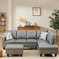 FONTOI L Shaped Sectional Couch with Otttoman 97 Leather Sectional Sofa for Living Room Modular Couches with Cup Holders for Bedroom Apartments Dark Grey
