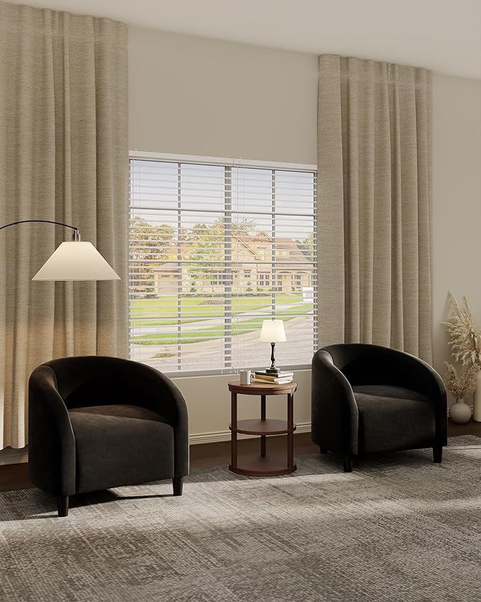 Accent Chair Velvet Barrel Chairs Comfy Round Club Armchair with Soft Cushion for Living Room Bedroom Reading Waiting Room Black
