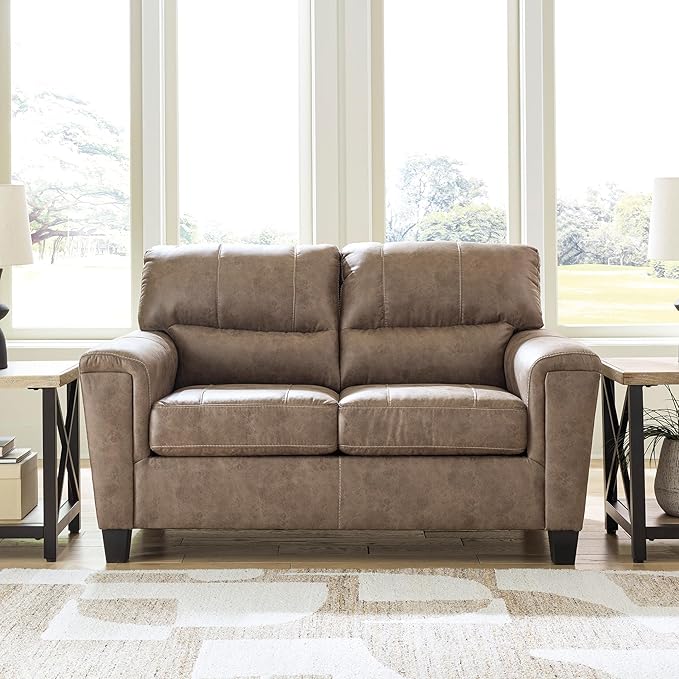 Signature Design by Ashley Navi Modern Loveseat with Removable Cushions Dark Brown