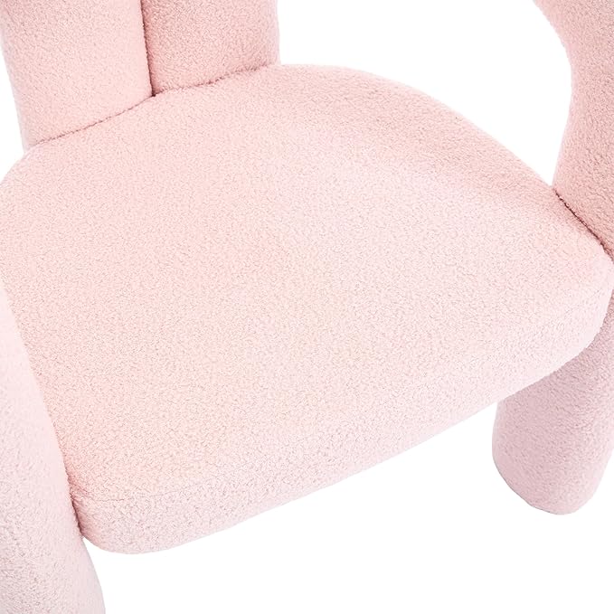 Set of 2 ChairsContemporary Designed Velvet Fabric Upholstered Accent Barrel Side Chair with Plywood Frame and Metal Base for Living Room (Pink Teddy)
