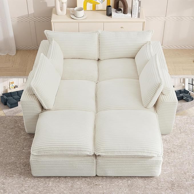 Oversized Cloud Sectional Couches 6 Seaters for Living Room Boneless U Shaped Couch with Ottomans 6 Seat Modular Sectional Sofa