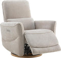 CHITA Power Nursery Rocking Chair Swivel Glider Recliner Chair with Solid Wood Base Bulit-in USB &amp Type-C Charging Ports for Living Room FSC Certified Taupe