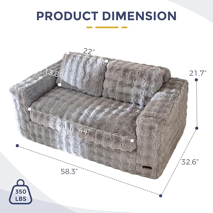 MAXYOYO Loveseat Sofa for Living Room Small Sofa Couch Tufted Boneless Couch Comfy Bean Bag Chair for Small Space Bedroom Apartment No Assembly Needed Grey