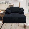 65.3'' Oversized Lounge Chaise Couch with Square Armrest Boneless Chaise Lounge with Cushions Corduroy Single Sofa Chair with 2 Pillows No Assembly for Living Room Apartment Black