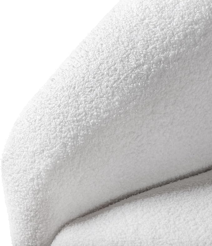 Furniture of America Amara Modern Boucle Arm Chair with Sloped Armrests and High Density Foam Wooden Comfortable Couch for Living Room Office Oeko TEX Certified White