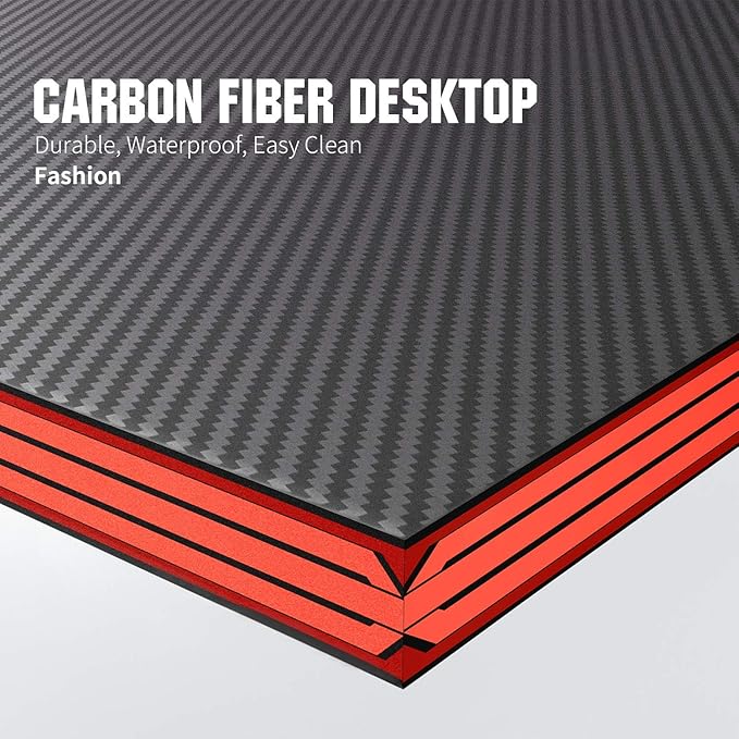 Devoko L Shaped Gaming Desk Computer Desk 51” Office Corner Desk with Monitor Stand Home Gaming Writing Study Table Workstation (Carbon Fibre Black)