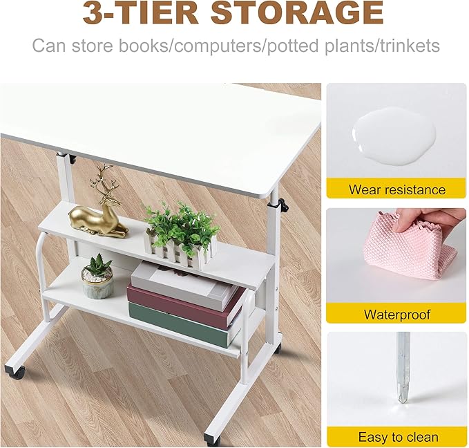Desk Universal Movable Table Small Spaces Storage Convenient Desk Portable Computer Desk Adjustable Home Office Bedside Home Office Living Room Height Sofa Furniture Desk Size 15.7 * 31.5 Inch