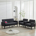 TYBOATLE Sofa Couch 62 W Loveseat w/ 2 USB Charger Ports &amp 2 Cupholders Mid-Century Modern Tufted Small Love Seat Couches for Office Living RoomBedroomApartmentDorm (3 Black)