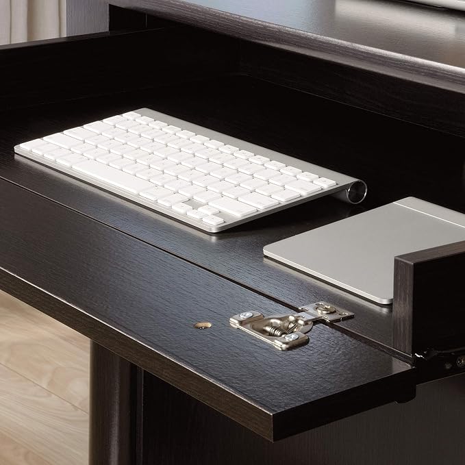 Sauder Palladia Computer Desk with Drawers Home Office Desk with File Cabinet Storage Drawer Cable Management Keyboard Tray in Wind Oak Finish