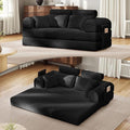 Upgraded 79 High Backrest Sofa Bed with Fixed Frame Corduroy Fabric Convertible Couch for Small Spaces Removable Armrests &amp Backrest No Assembly Required (High Backrest Black) | Convertible