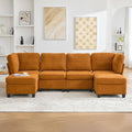 KEIKI 115 U-Shaped Polyester Modular Sectional Sofa with 2 Movable Ottoman &amp Storage Seat Upholstered Convertible Oversized 6-Seater Couch Free Combination Easy Assembly for Living Room Oran