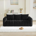 83'' Boneless Corduroy Sofa Oversized 3 Seater Deep Seat Couch with Rounded Armrest Modern Upholstered Cloud Sofa for Living Room No Assembly Black