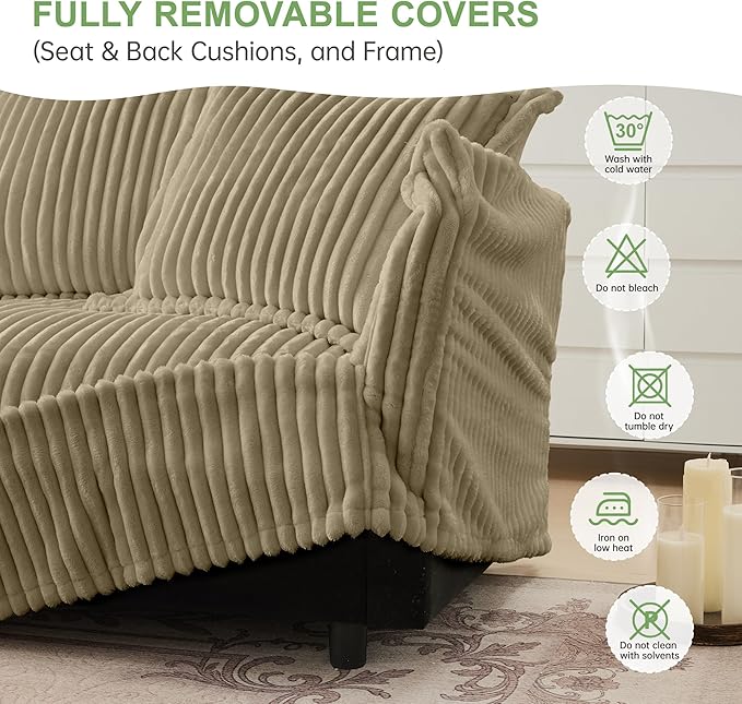 Modular Sectional Sofa Cloud Couch 156.6 U Shaped Sofa Comfy 4-Seat Couch with Ottoman &amp Removable Cover Oversized Sofas Set for Living Room Apartment Camel Corduroy