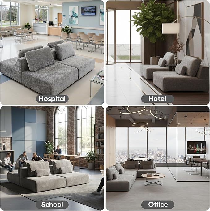 Modular Sectional Sofa 2-Piece Grey Plush Velvet Loveseat Couch No-Assembly Compressed Deep-Seat 2-Seat for Small Spaces Living Rooms Apartments