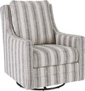 Signature Design by Ashley Kambria Striped Upholstered Swivel Accent Glider Chair Ivory &amp Black