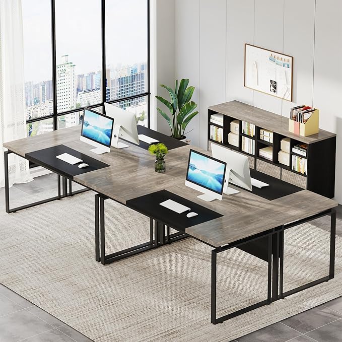 Tribesigns L-Shaped Executive Desk with Reversible File Cabinet 63 Office Desk with Storage Drawers L-Shaped Computer Desk with Drawer Cabinet for Hanging Letter Size Files (Gray &amp Black)