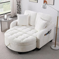 DEINPPA Oversized Accent Sofa Chair with Storage Ottoman Chenille Upholstered Comfy Chair with Throw Pillows for Living Room Reading Room Bedroom-Beige