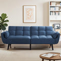 Convertible Futon Sofa Bed Modern Futon Couch with 2 Pillows Small Futons Couch with Adjustable Armrest &amp Backrest Loveseat Sofa Bed for Living Room Bedroom Blue