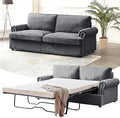 Reversible Sleeper Sofa Bed with Comfortable Memory Foam Mattress Convertible Corduroy Full Size Pull Out Couch for Living Room Space Saving Furniture 76 Wide Rounded Arms Grey