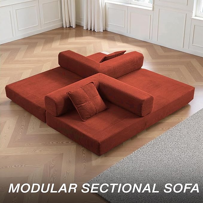 MYFUNSHOP Sleeper Sofa Bed4-in-1 Convertible Folding Boneless CouchFoldable Love Seat with Blanket Pillow Corduroy Floor Futon Couch for Living RoomBedroomLounge Studio