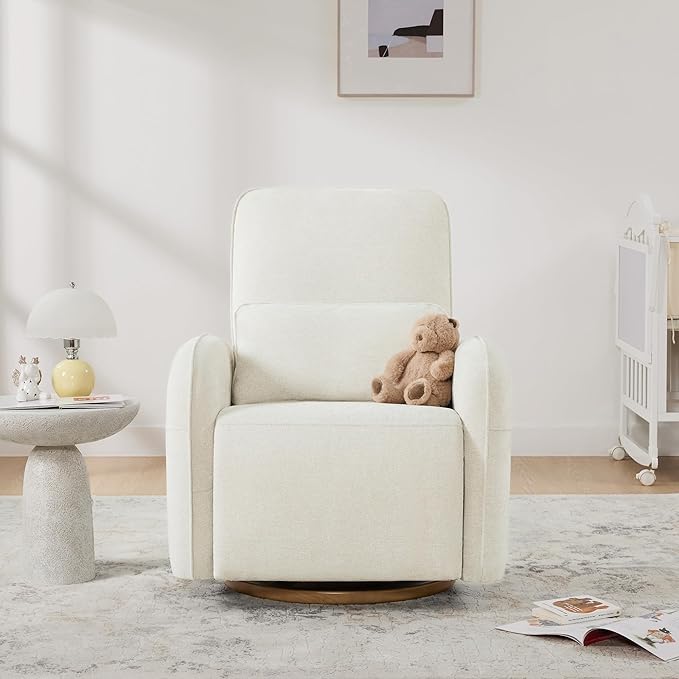 CHITA Power Nursery Glider Recliner Chair Electric Swivel Rocker Recliner for Adults Rocking Chair with Removable Lumbar Pillow for Living Room FSC Certified Fabric in Linen