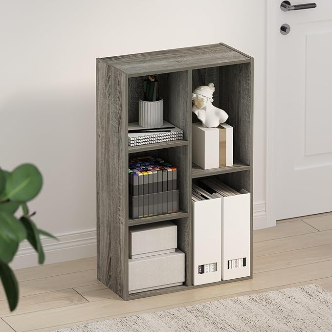 Furinno TOMI TV Stand 5-Cube Entertainment Center with Open Shelf Reversible TV Console for Living Room Bedroom Home Office French Oak