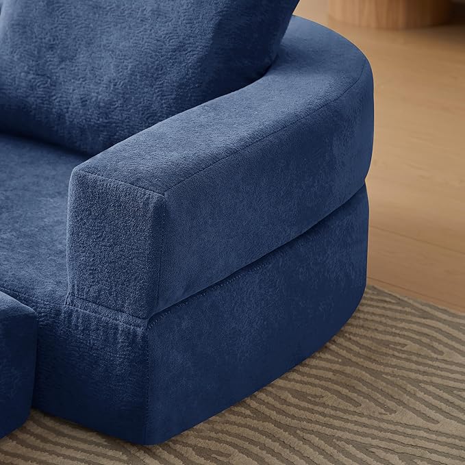 41 Futon Sofa Bed Velvet Futon Couch Convertible Sleeper Floor Sofa Bed Upholstered Couch Reading Chair for Living Room (Blue 41)