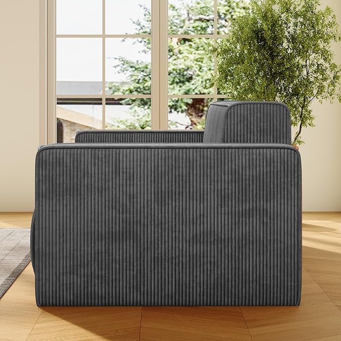 PUREMIND 3 Seater Sofa in a Box 76 Modern Corduroy Sofa Couch with Widen Armrest Comfy Deep Seat Couches for Living Room Apartment Grey